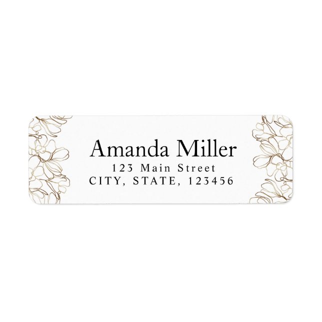 Personalised Return Address Label Gold & White (Front)
