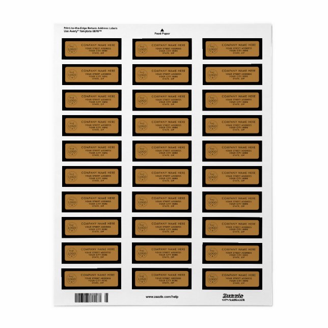 Personalised Return Address Labels - Add Your Text (Full Sheet)