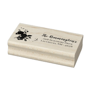 Personalised Return Address Stamp Plum Purple Rose