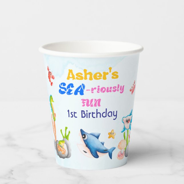 Personalised Reusable Ocean Protector Under Sea Paper Cups (Front)