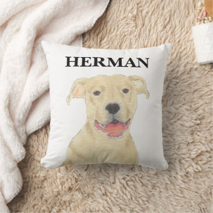 Personalised Reversibl Fawn Tan Pitbull Staffy Dog Cushion