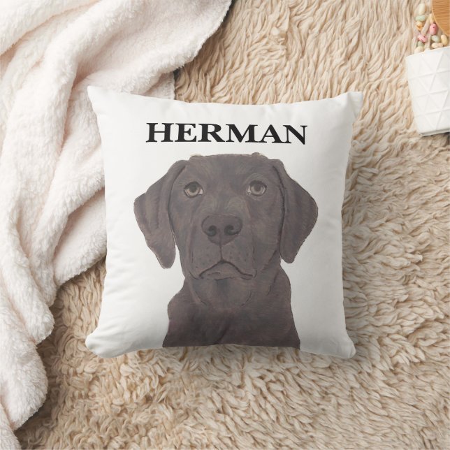 Personalised Reversible Chocolate Labrador Cushion (Blanket)