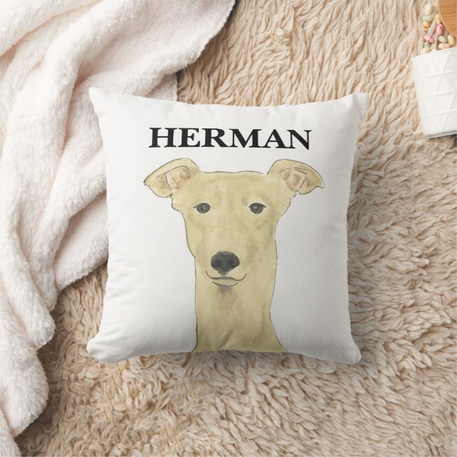 Personalised Reversible Fawn Greyhound Dog Cushion (Blanket)