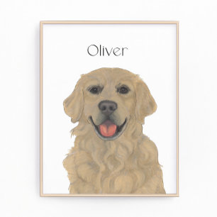 Personalised Reversible Golden Retriever Dog Art Photo Print