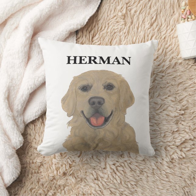 Personalised Reversible Golden Retriever Dog Cushion (Blanket)