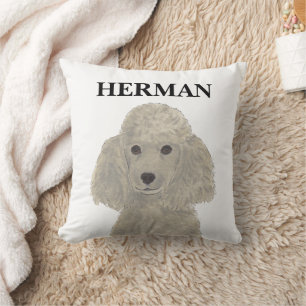 Personalised Reversible Grey Silver Poodle Cushion