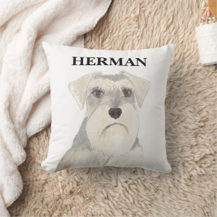 Personalised Reversible White & Grey Schnauzer Cushion