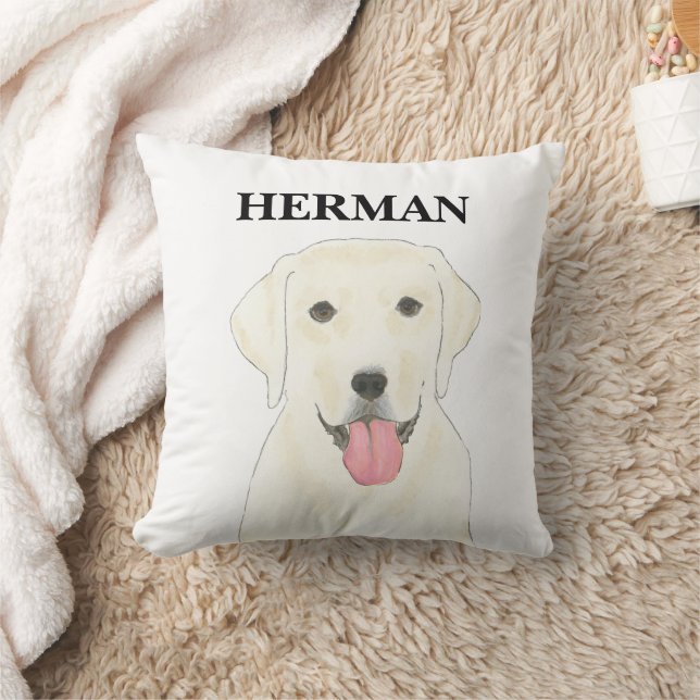 Personalised Reversible White Labrador Cushion (Blanket)