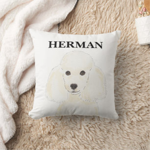 Personalised Reversible White Poodle Cushion