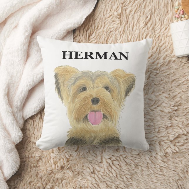 Personalised Reversible Yorkie Yorkshire Terrier Cushion (Blanket)