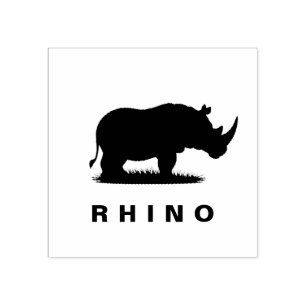 Personalised Rhino Silhouette Rubber Stamp