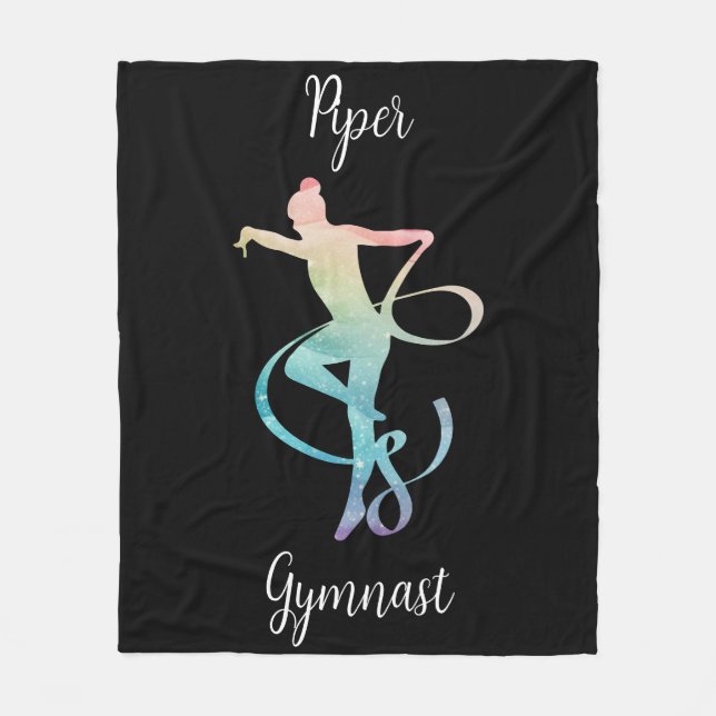 Personalised Rhythmic Gymnastics Rainbow Gymnast Fleece Blanket (Front)
