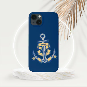 Personalised Ribboned Anchor on Azure iPhone 13 Case