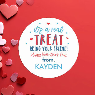 Personalised Rice Treat Valentine Day Treat Classic Round Sticker