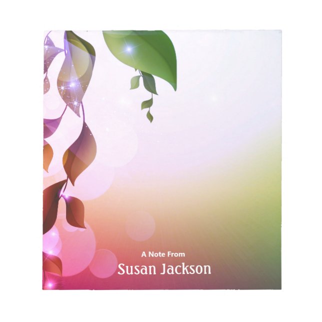 Personalised Rich Rose Coloured Magical Floral Notepad (Front)