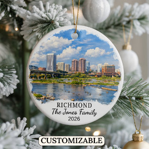 Personalised Richmond Ornament, Custom Virginia Ceramic Ornament