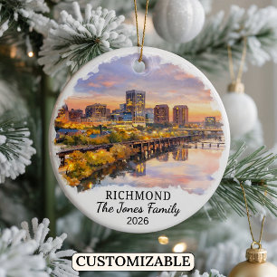 Personalised Richmond Ornament, Custom Virginia Ceramic Ornament
