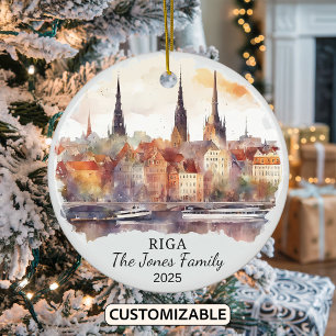 Personalised Riga Ornament, Latvia Gift Ceramic Ornament