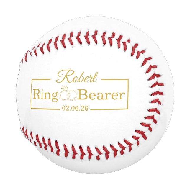 Personalised Ring Bearer Baseball Gift for Groomsm (Front Right)