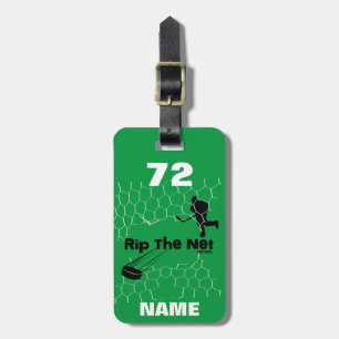 Personalised Rip The Net Hockey Player black green Luggage Tag