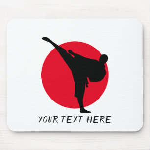 Personalised rising sun martial arts karate kick mouse pad