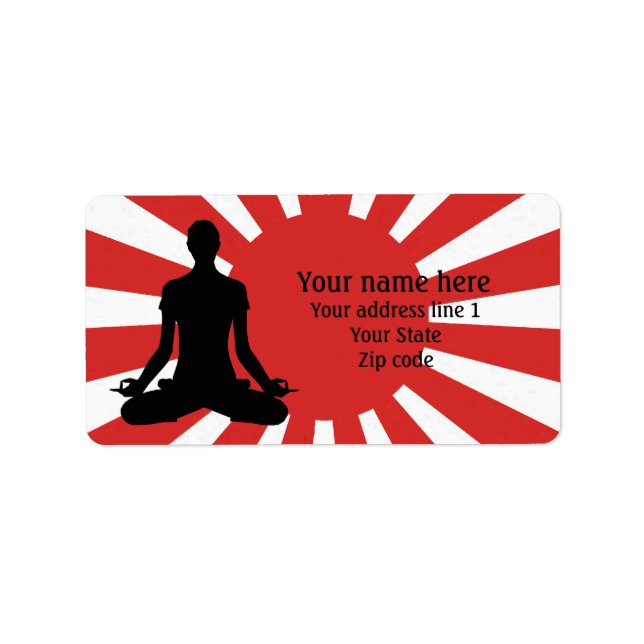 Personalised Rising Sun Yoga 4 meditation Label (Front)
