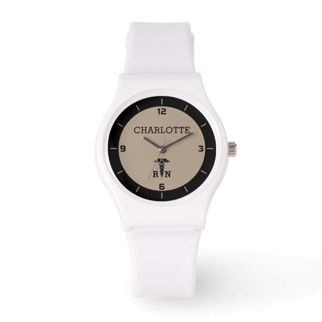 Personalised RN Medical Symbol Nurse Gift Watch (Front)