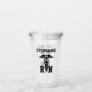 Personalised RN Medical Symbol Nurse Graduation Acrylic Tumbler