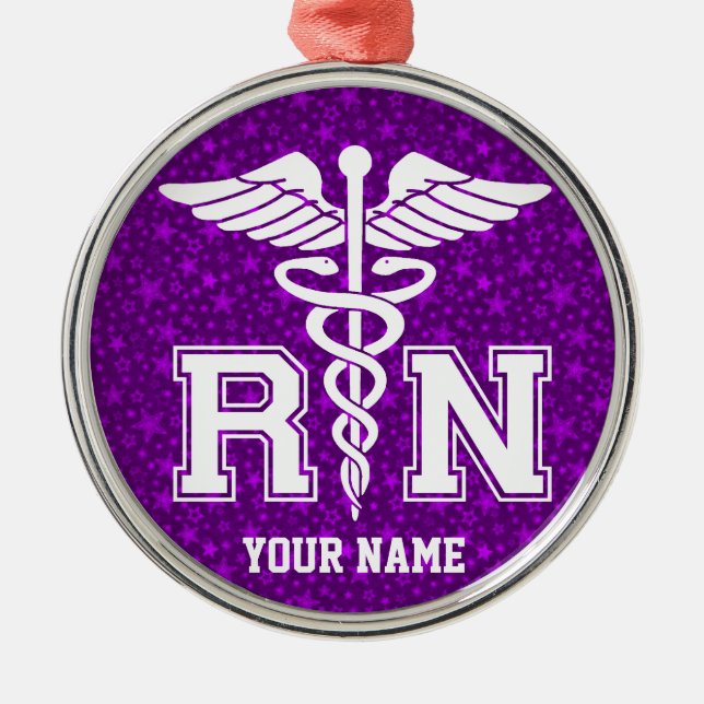 Personalised RN Metal Tree Decoration (Front)