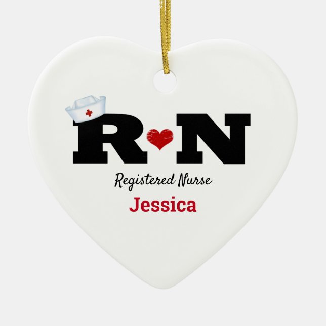 Personalised RN Nurse Christmas Ceramic Ornament (Front)