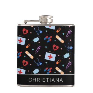Personalised RN Nurse   Doctor Medical Pattern Hip Flask