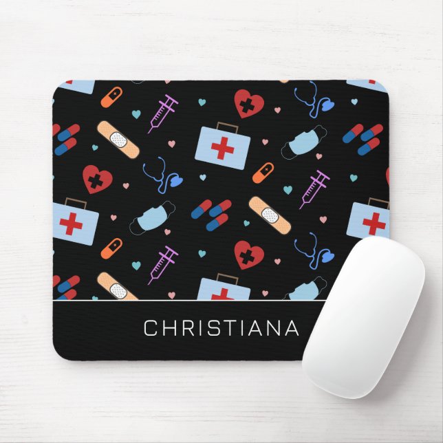 Personalised RN Nurse | Doctor Medical Pattern Mouse Pad (With Mouse)