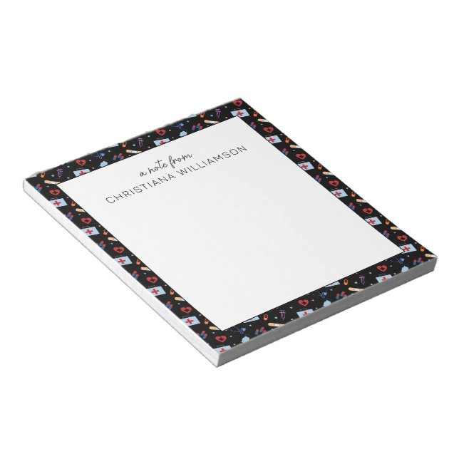 Personalised RN Nurse | Doctor Medical Pattern Notepad (Angled)