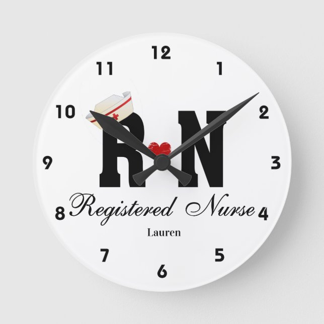 Personalised RN Nurse Hat Acrylic Wall Clock (Front)