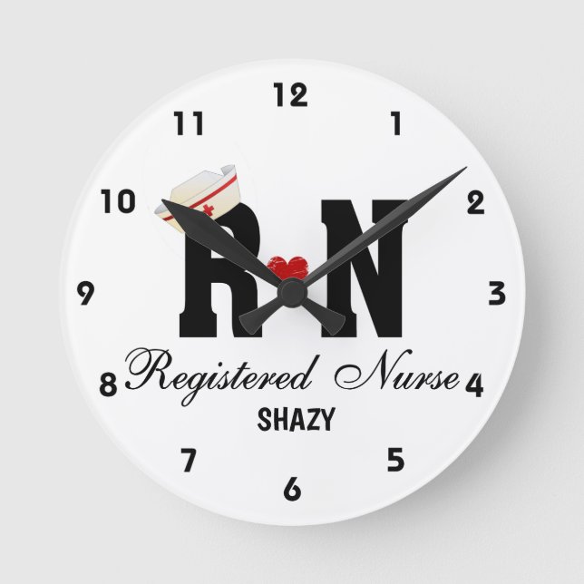 Personalised RN Nurse Hat Acrylic Wall Clock (Front)