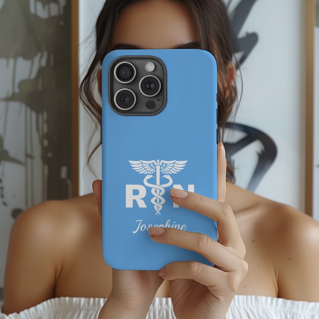 Personalised RN Nurse Phone Case, RN Nurse Gift iPhone Case (personalized rn nurse phone case, caduceus symbol nurse gift, nurse graduation gift phone case,)