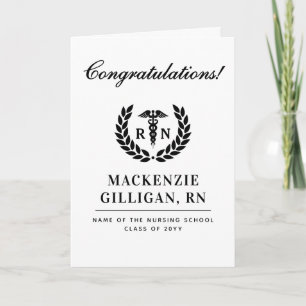 Personalised RN Nursing School Graduation Elegant Card