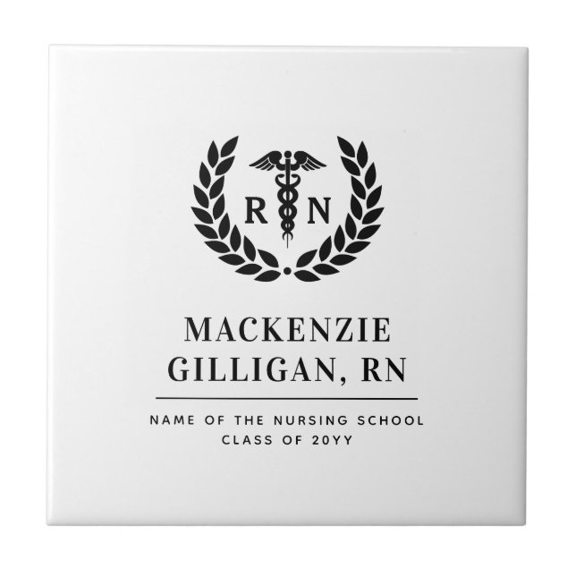 Personalised RN Nursing School Graduation Elegant Ceramic Tile (Front)