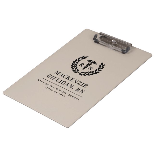 Personalised RN Nursing School Graduation Elegant Clipboard (Angled)