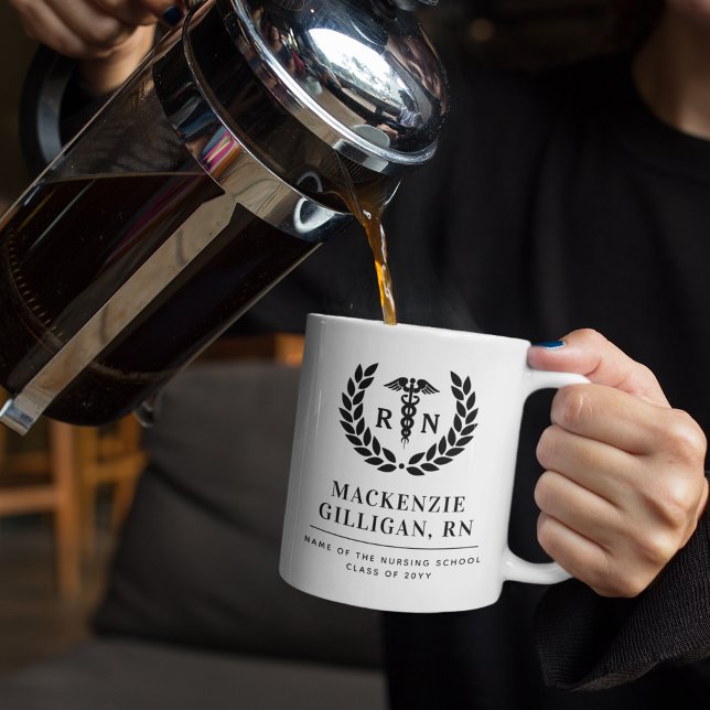 Personalised RN Nursing School Graduation Elegant Coffee Mug (Creator Uploaded)