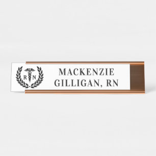 Personalised RN Nursing School Graduation Elegant Desk Name Plate