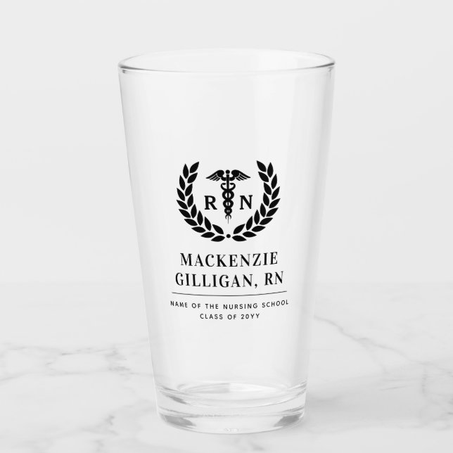 Personalised RN Nursing School Graduation Elegant Glass (Front)