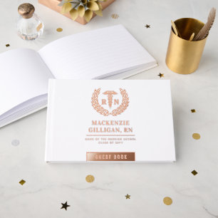 Personalised RN Nursing School Graduation Elegant Guest Book