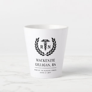 Personalised RN Nursing School Graduation Elegant Latte Mug