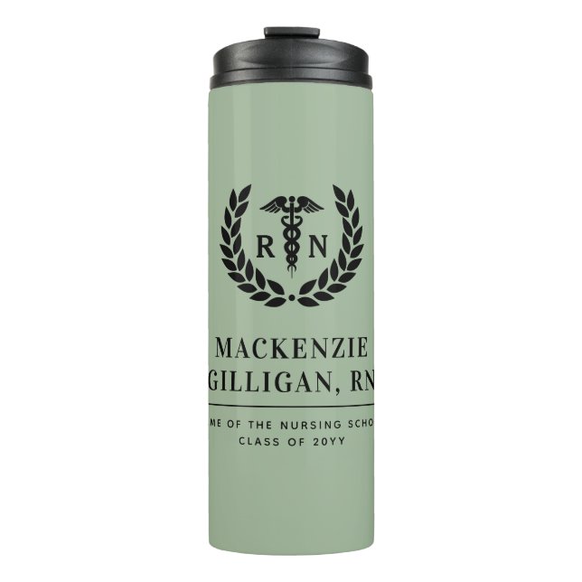 Personalised RN Nursing School Graduation Elegant Thermal Tumbler (Front)