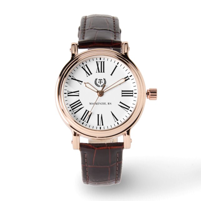 Personalised RN Nursing School Graduation Elegant Watch (Front)