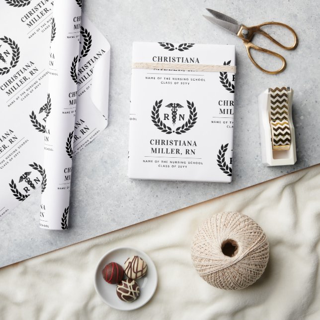 Personalised RN Nursing School Graduation Elegant Wrapping Paper (Crafts)