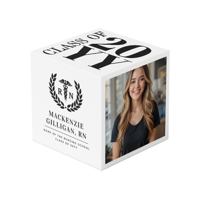 Personalised RN Nursing School Graduation Photo Cube (Front Angled)