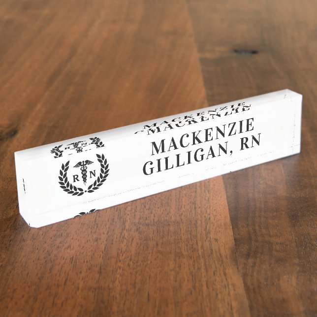 Personalised RN Registered Nurse Elegant Nameplate (Side)