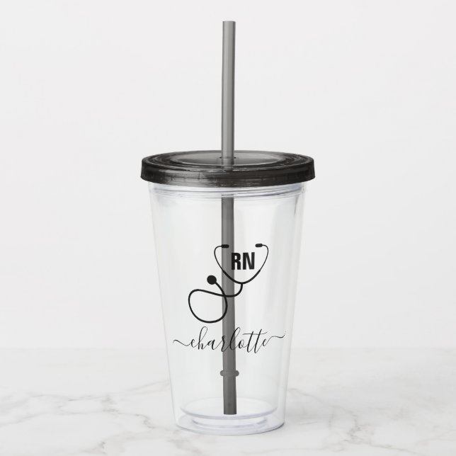 Personalised RN Registered Nurse Graduation  Acrylic Tumbler (Front)